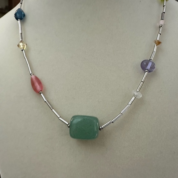 Lia Sophia COLOR COATED. Stationed Pastel Beads. 15-17” Silver Tone - Picture 4 of 4